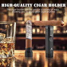 Load image into Gallery viewer, XIFEI Cigar Lighter 3-Angled Jet Flames, Cigar Puncher, Cigar Draw Enhancer, Cigar Stand, 4-in-1Refillable Butane Torch Lighter
