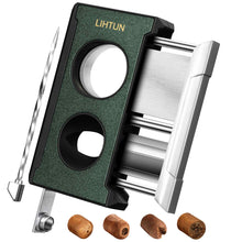 Load image into Gallery viewer, LIHTUN 4-in-1 Cigar Cutter, One-Touch Straight Cut V Cutter, Cigar Punch Draw Enhancer, Stainless Steel Blade Cigar Clippers, Cuts Up to 60 Ring Gauge Cigars
