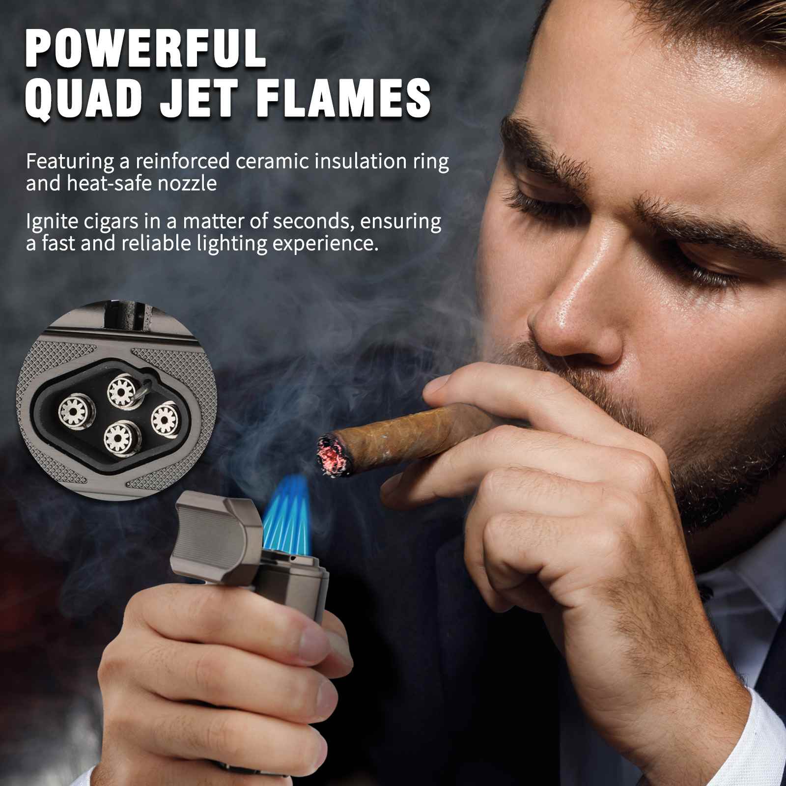 cigarette lighter jet flame C-45 Dual Jetline exuding an air of luxury and sophistication Le Feu - Rs Glacier