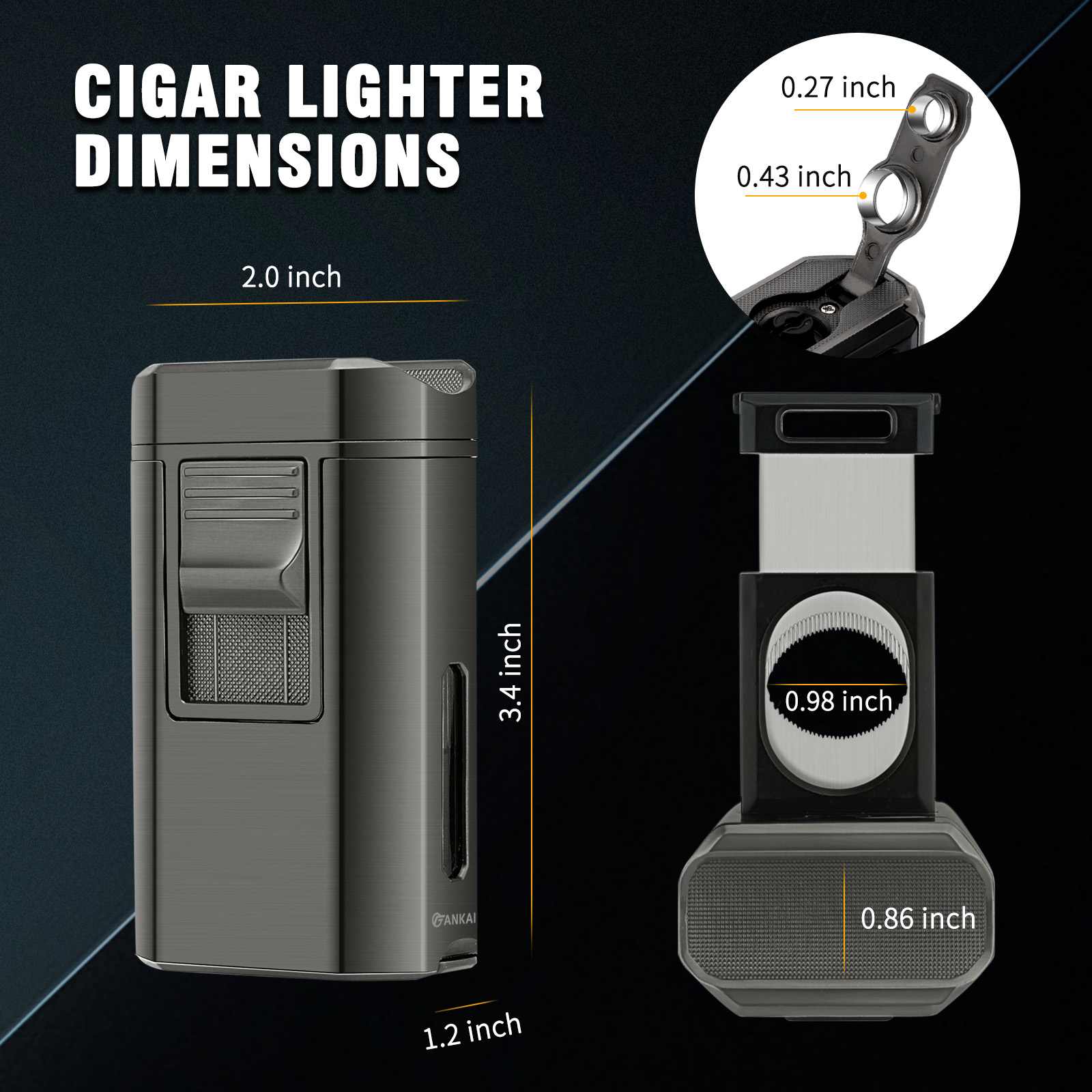 cigarette lighter dimensions FANKAI 4 Jet Flame Torch Lighter with Cigar Cutter, Cigar Holder, Dual – XIFEI cigarette lighter dimensions FANKAI 4 Jet Flame Torch Lighter with Cigar Cutter, Cigar Holder, Dual – XIFEI