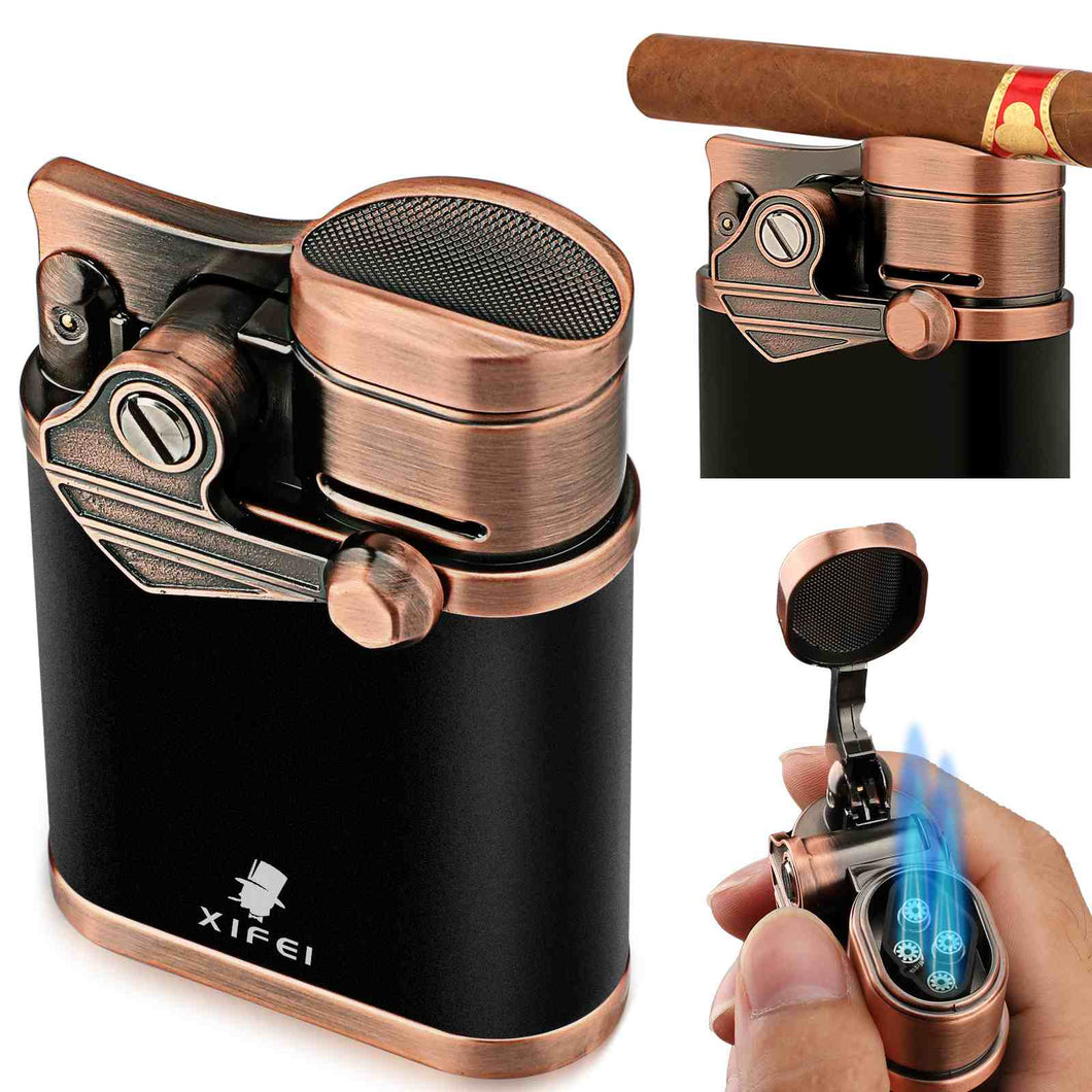 XIFEI Torch Lighter 4 Jet Flame Refillable Butane Lighter, Built-in Cigar  Punch, Portable Cigar Lighter Adjustable Flame, Windproof Smoking Lighters