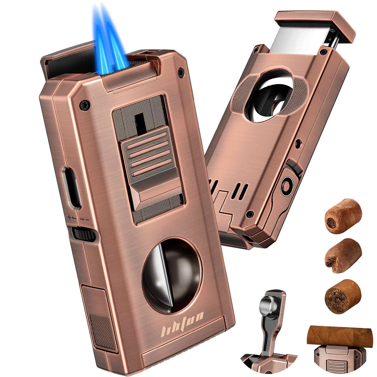 refillable cigar vape LIHTUN 5-in-1 Cigar Lighter, 2 Jet Flame Refillable Butane Torch Light – XIFEI