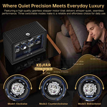 Load image into Gallery viewer, KEJIAR Automatic Watch Winder with 8 Watch Rotator, PU Leather Watch Spinner with Touch Screen, Remote, LED, 3 Modes, Fingerprint Lock, 4 Plugs, Quiet Storage Display Rotating Watch Case Gifts for Men
