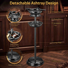 Load image into Gallery viewer, XIFEI Floor Standing Cigar Ashtray with Accessory Tray, Detachable Design, Heavy-Duty Stainless Steel Ashtray with 4 Cigar Rests, Stable Base, Cigar Accessories Gifts for Men
