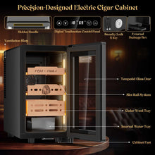Load image into Gallery viewer, LIHTUN 25L Electric Humidor Cabinet with Lighting and Lock Holds Up to 150 Cigars, Thermoelectric Cooling, Variable Humidity and Temperature Controls, Digital Display, 3 Removable Cedar Wood Drawers Shelves
