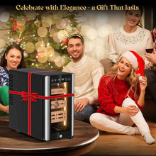 Load image into Gallery viewer, LIHTUN 25L Electric Humidor Cabinet with Lighting and Lock Holds Up to 150 Cigars, Thermoelectric Cooling, Variable Humidity and Temperature Controls, Digital Display, 3 Removable Cedar Wood Drawers Shelves
