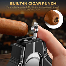 Load image into Gallery viewer, XIFEI 3-in-1 Cigar Cutter, V-Cut Straight Cut and Punch, Stainless Steel Guillotine Cutter with Ergonomic Design, Cuts Up to 60 Ring Gauge Cigars
