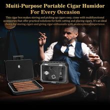 Load image into Gallery viewer, KEJIAR Plastic Travel Humidor Case with Hygrometer, Cigar V Cutter, Straight Cigar Cutter, Cigar Punch, Cigar Humidity Pack, Holds Up to 5 Cigars
