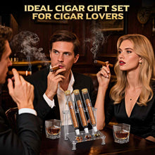 Load image into Gallery viewer, LIHTUN Cigar Flavoring Tube Set for 3 Cigars, Borosilicate Glass Tubes, Balls and Acrylic Stand, Portable Cigar Humidor Gift Set for Flavor Mellowing, Storage and Display
