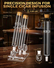 Load image into Gallery viewer, LIHTUN Cigar Flavor Aging Humidor Tube Gift with Display Stand, No Assembly Required, Borosilicate Glass Tube, Ball and Acrylic Stand, Desktop Cigar Humidor for Storage &amp; Display
