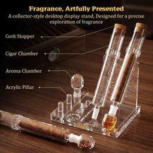 Load image into Gallery viewer, VALLUME Cigar Flavoring Tube Set with Foldable Acrylic Stand, 3 Borosilicate Glass Tubes &amp; Aroma Glass Balls, Cigar Infuser for Flavor Aging &amp; Display
