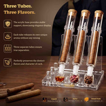 Load image into Gallery viewer, VALLUME Cigar Flavoring Tube Set with Foldable Acrylic Stand, 3 Borosilicate Glass Tubes &amp; Aroma Glass Balls, Cigar Infuser for Flavor Aging &amp; Display
