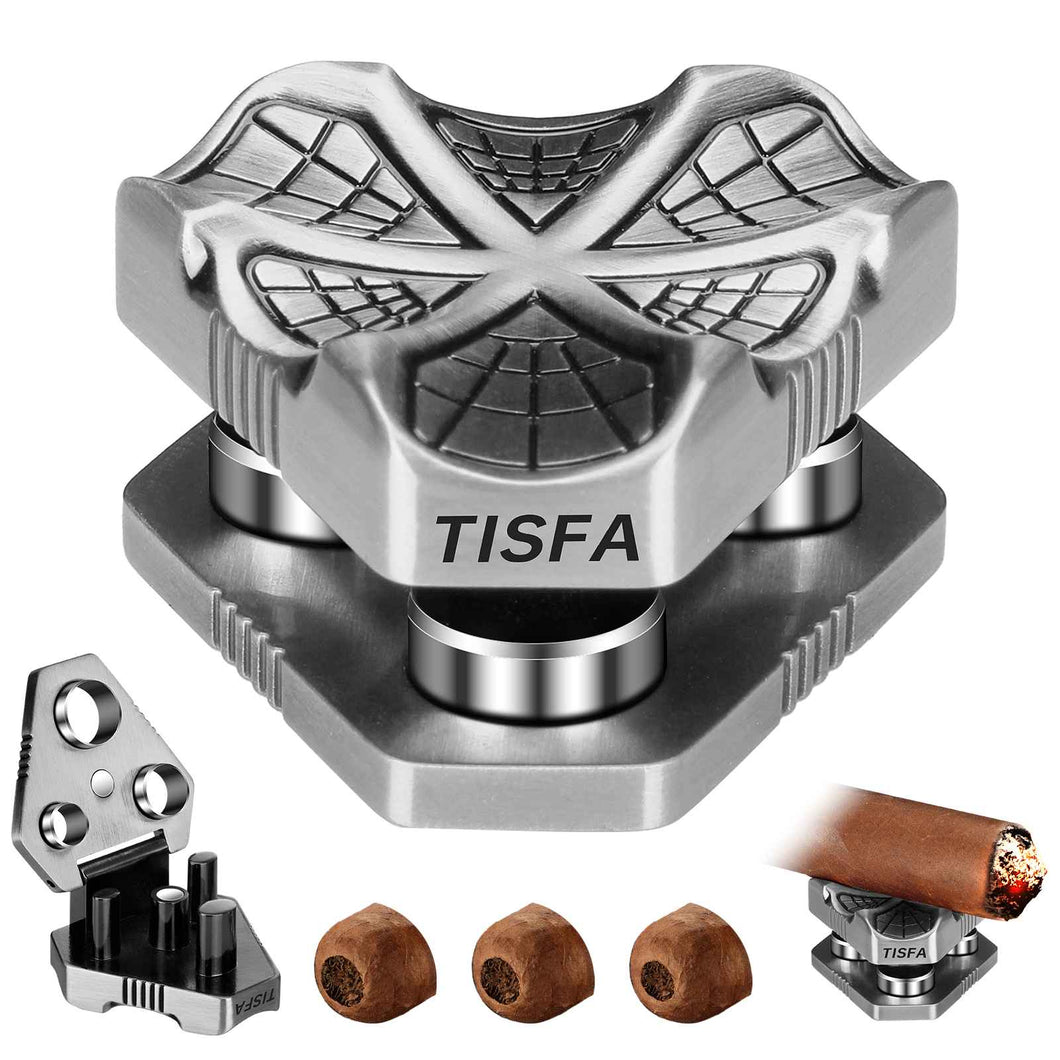 TISFA Cigar Punch with Cigar Stand, 3 Sizes Cigar Punch Cutter, Metal Cigar Hole Punch