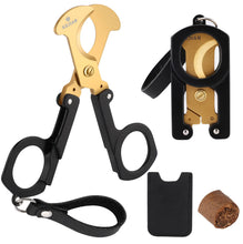 Load image into Gallery viewer, KEJIAR Cigar Cutter Scissors Foldable Guillotine Cut with Leather Case
