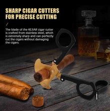 Load image into Gallery viewer, KEJIAR Cigar Cutter Scissors Foldable Guillotine Cut with Leather Case
