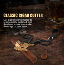 Load image into Gallery viewer, KEJIAR Cigar Cutter Scissors Foldable Guillotine Cut with Leather Case
