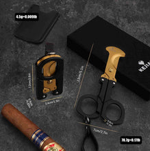 Load image into Gallery viewer, KEJIAR Cigar Cutter Scissors Foldable Guillotine Cut with Leather Case
