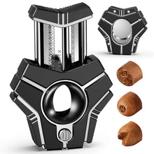 Load image into Gallery viewer, XIFEI 3-in-1 Cigar Cutter, V-Cut Straight Cut and Punch, Stainless Steel Guillotine Cutter with Ergonomic Design, Cuts Up to 60 Ring Gauge Cigars
