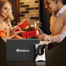 Load image into Gallery viewer, FANKAI Cigar V Cutter with Cigar Punch, Cigar Stand, Sharp Stainless Steel Blade, Cutting Up to 60 Ring Gauge Cigars
