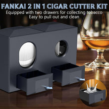 Load image into Gallery viewer, FANKAI 2-in-1 Desk Cigar Cutter, Table SV Cutter with 2 Drawers, Sharp Stainless Steel Blade, Cutting Up to 57 and 67 Ring Gauge Cigars
