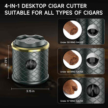 Load image into Gallery viewer, KEJIAR 4-in-1 Desktop Cigar Cutter with Cigar Stand, Two Size Guillotine Cutter, V-Shaped Cigar Cutter, Cuts up to 68 Ring Gauge Cigars
