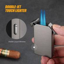 Load image into Gallery viewer, LIHTUN Torch Lighter Double Jet Flame, Cigar Lighter with Cigar Punch, Mini Ｗindproof Refillable Butane Lighter, Cool Lighters for Men Gift (Butane Gas Not Included)
