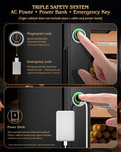 Load image into Gallery viewer, FANKAI 105L Electric Humidor Cabinet Holds Up to 900 Cigars, Variable Humidity and Temperature Controls, Digital Touch Screen, Fingerprint Safty Lock, 4 Removable Cedar Wood Drawer Shelves
