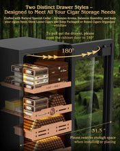 Load image into Gallery viewer, FANKAI 105L Electric Humidor Cabinet Holds Up to 900 Cigars, Variable Humidity and Temperature Controls, Digital Touch Screen, Fingerprint Safty Lock, 4 Removable Cedar Wood Drawer Shelves
