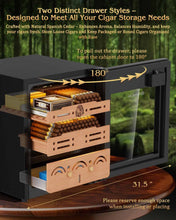 Load image into Gallery viewer, FANKAI 50L Electric Humidor Cabinet Holds Up to 300 Cigars, Variable Humidity and Temperature Controls, Digital Touch Screen, Fingerprint Safty Lock, Removable Cedar Wood Drawer Shelves
