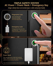 Load image into Gallery viewer, FANKAI 75L Electric Humidor Cabinet Holds Up to 600 Cigars, Variable Humidity and Temperature Controls, Digital Touch Screen, Fingerprint Safty Lock, 3 Removable Cedar Wood Drawer Shelves
