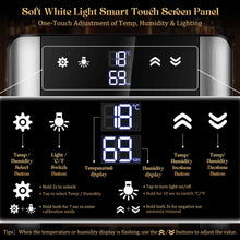 Load image into Gallery viewer, LIHTUN 12L Electric Humidor Cabinet with Wood-Lined Interior, Holds Up to 80 Cigars, Ammonia Reduction, Variable Temperature &amp; Humidity Control, 2 Cedar Wood Drawers, Digital Display, Safety Lock, Cigar Humidor Gift for Cigar Lovers
