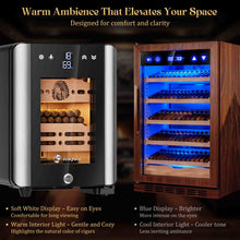 Load image into Gallery viewer, LIHTUN 12L Electric Humidor Cabinet with Wood-Lined Interior, Holds Up to 80 Cigars, Ammonia Reduction, Variable Temperature &amp; Humidity Control, 2 Cedar Wood Drawers, Digital Display, Safety Lock, Cigar Humidor Gift for Cigar Lovers
