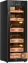 Load image into Gallery viewer, FANKAI 160L Electric Humidor Cabinet Holds Up to 1300 Cigars, Variable Humidity and Temperature Controls, Digital Touch Screen, Fingerprint Safty Lock, 5 Removable Cedar Wood Drawer Shelves

