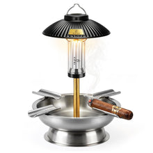 Load image into Gallery viewer, XIFEI Desktop Cigar Ashtray with 4 Cigar Rests, Detachable 3-in-1 LED Light, Stainless Steel Ashtray for Home, Bars, Balcony, Patio &amp; Garden, Cigar Accessories Gifts for Men
