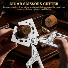Load image into Gallery viewer, XIFEI Scissors Cigar Cutter, Stainless Steel Double Blade Guillotine Straight Cut Cutter for Cigars, Premium Cigar Accessory Gift
