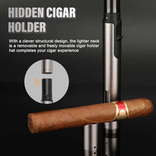 Load image into Gallery viewer, LIHTUN Cigar Torch Lighter 2Pack, Single Jet Flame, Cigar Holder, Cigar Punch, Cigar Draw Enhancer, Windproof Refillable Butane Lighters for Smoking (Butane Gas Not Included)
