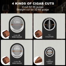 Load image into Gallery viewer, XIFEI 4-in-1 Table Cigar Cutter, Sharp Stainless Steel Blade Straight Cut V-Cut Cigar Cutters for 32-68 Ring Gauge Cigars
