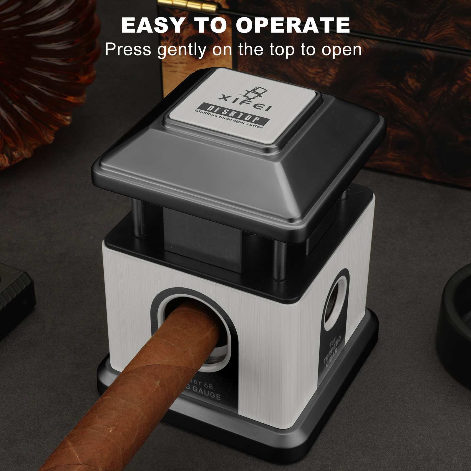 The Big Easy Tobacco Co., Quad Table Cigar Cutter, Brushed Finish, For 52 and 60 The Big Easy Tobacco Co., Quad Table Cigar Cutter, Brushed Finish, For 52 and 60