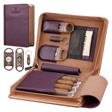 Load image into Gallery viewer, KEJIAR Travel Humidor Case with Cigar V Cutter, Straight Cigar Cutter, Cigar Punch, Cigar Humidifier Pack
