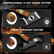 Load image into Gallery viewer, KEJIAR Travel Humidor Case with Cigar V Cutter, Straight Cigar Cutter, Cigar Punch, Cigar Humidifier Pack
