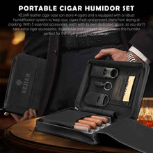 Load image into Gallery viewer, KEJIAR Travel Humidor Case with Cigar V Cutter, Straight Cigar Cutter, Cigar Punch, Cigar Humidifier Pack
