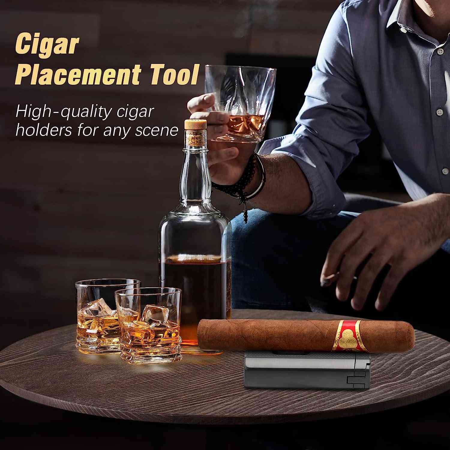 TISFA Cigar Humidor, Leather Cedar Wood Cigar Case with Cigar Lighter, V  Cut Cigar Cutter, Cigar Holder 3 in 1, Portable Travel Cigar Humidor Box  with Humidifier (Black) - Yahoo Shopping