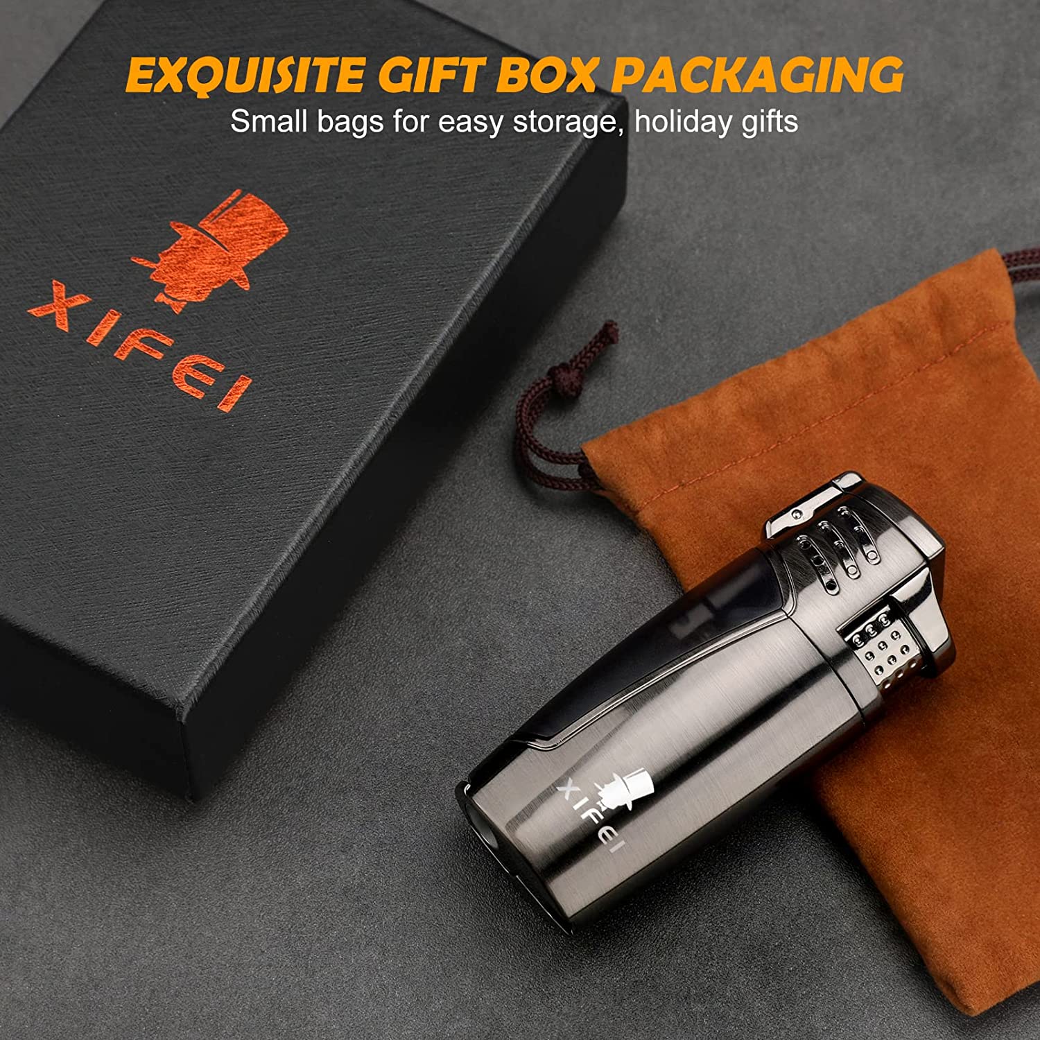 XIFEI Triple Torch Lighter with Cigar Punch 