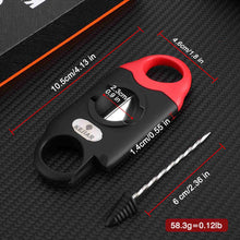 Load image into Gallery viewer, Cigar Cutter Stainless Steel V-Cut with Draw Enhancer Tool, 2 Cigar Holder, Multifunctional V Cut Cigar Clipper Scissors Up to 56 Gauge
