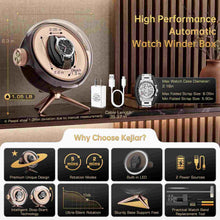 Load image into Gallery viewer, KEJIAR Single Automatic Watch Winder with Watch Link Removal Tool, Rotating Watch Case with Dual Power Supply, 2 Rotation Modes, Flexible Pillows, LED Light, Quiet Motor, Small Watch Spinner
