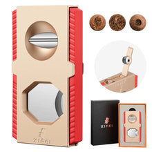 Load image into Gallery viewer, XIFEI Cigar Cutter V-Cut Guillotine 3 in 1 Straight Cut V Cutter with Cigar Punch Stainless Steel Blade Ergonomic Design Secure-Lock Cigar Clipper,Cuts Up to 60 Ring Gauge Cigars
