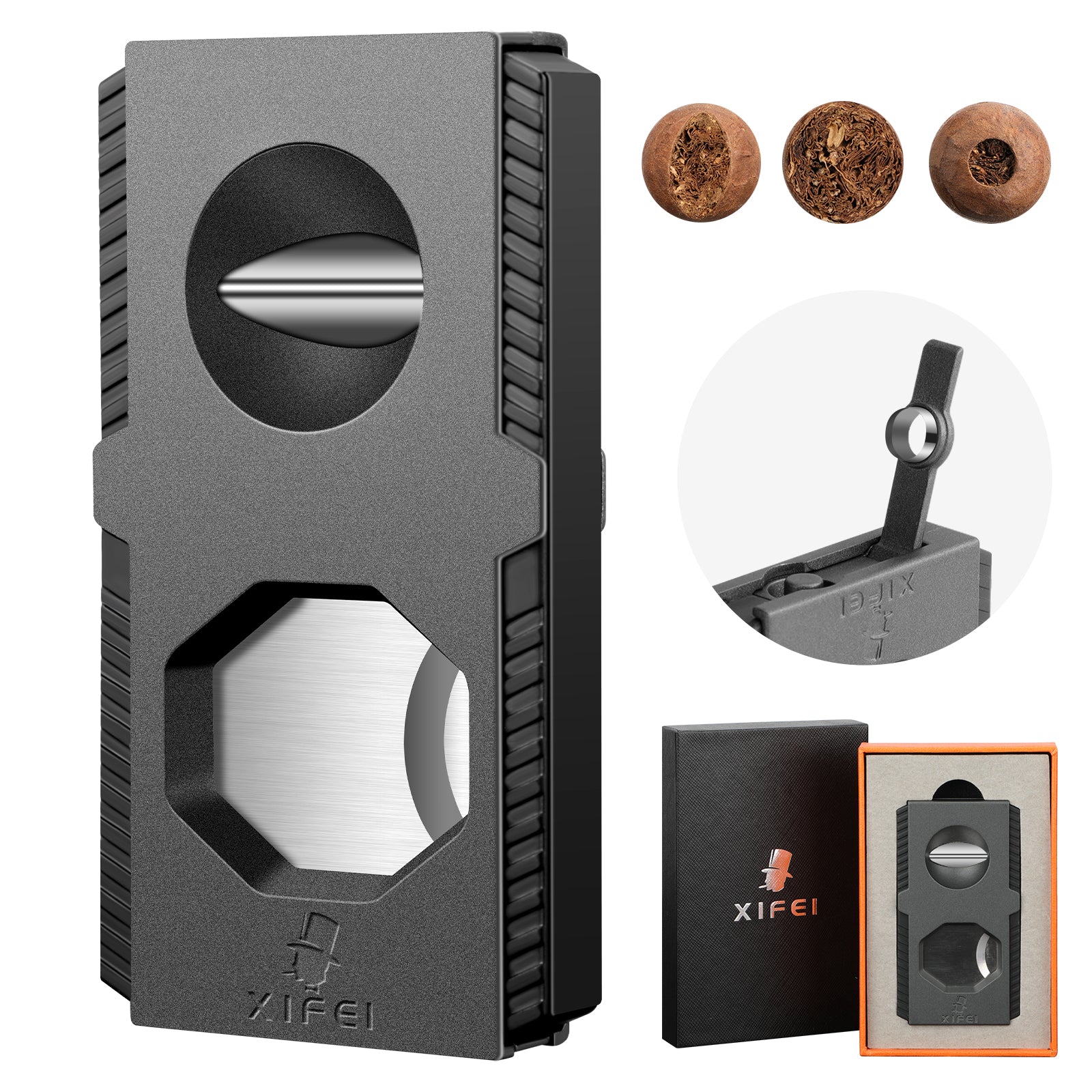 XIFEI Cigar Cutter V-Cut Guillotine 3 in 1 Straight Cut V Cutter with