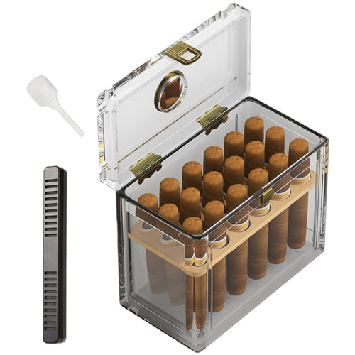 TISFA Cigar Humidor, Leather Cedar Wood Cigar Case with Cigar Lighter, V  Cut Cigar Cutter, Cigar Holder 3 in 1, Portable Travel Cigar Humidor Box  with