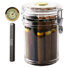 Load image into Gallery viewer, XIFEI Acrylic Humidor Jar with Humidifier and Hygrometer,humidor That can Hold About 18 Cigars (Clear)
