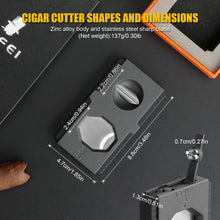 Load image into Gallery viewer, XIFEI Cigar Cutter V-Cut Guillotine 3 in 1 Straight Cut V Cutter with Cigar Punch Stainless Steel Blade Ergonomic Design Secure-Lock Cigar Clipper,Cuts Up to 60 Ring Gauge Cigars
